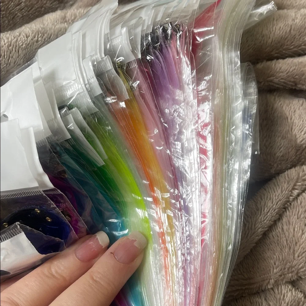 32 Pieces Colored Hair Extensions 22 Inch Straight Clip in 16 colors nwt